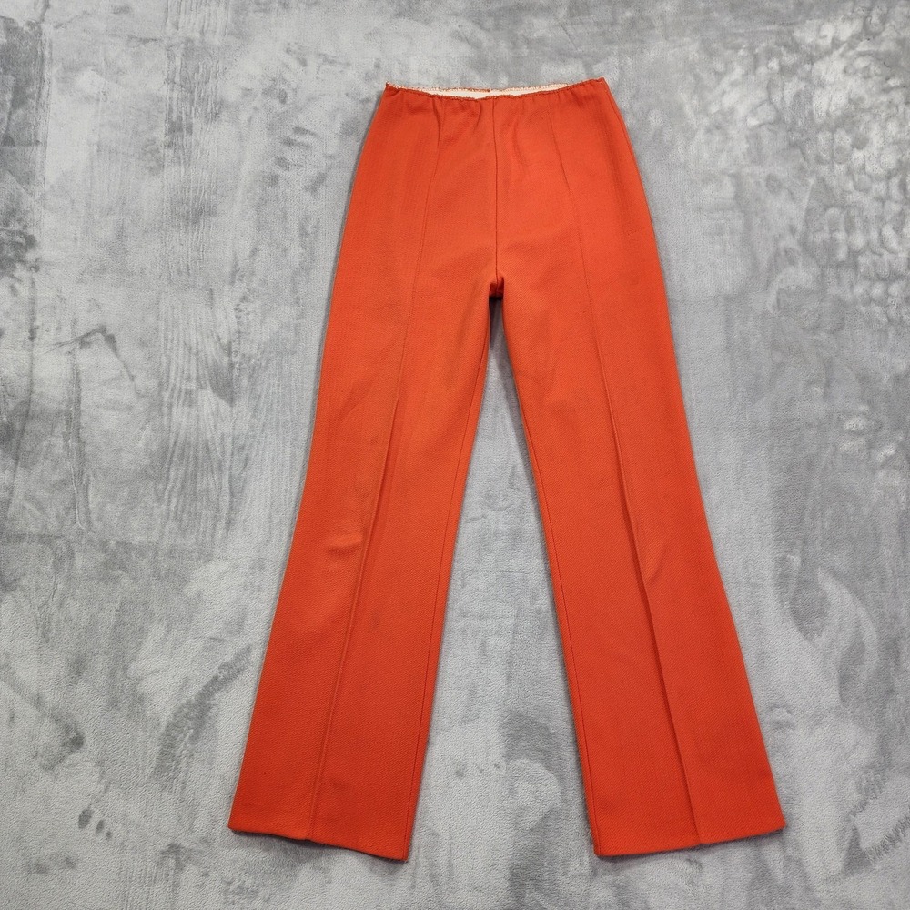 Vintage White Stag Pants Womens S Orange Crepe Pull‎ On Elastic Waist USA Casual